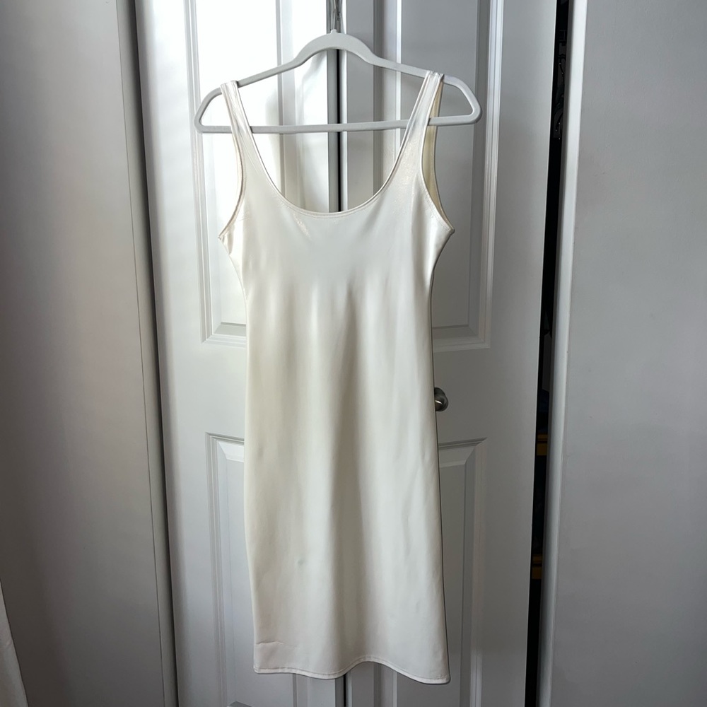 Latex fitted White Midi Dress